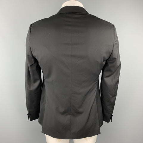 JOHN VARVATOS Size 40 Black Wool Peak Lapel Tuxedo Sport Coat