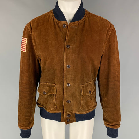 POLO by RALPH LAUREN Size L Brown Navy Suede Jacket
