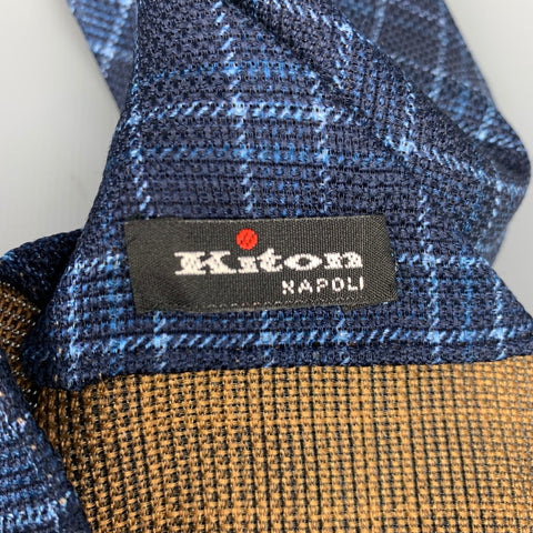KITON Navy & Light Blue Plaid Tie