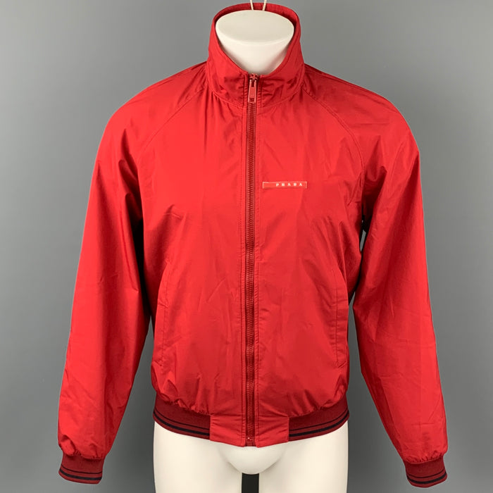 PRADA Size 36 Red Polyester Windbreaker Jacket