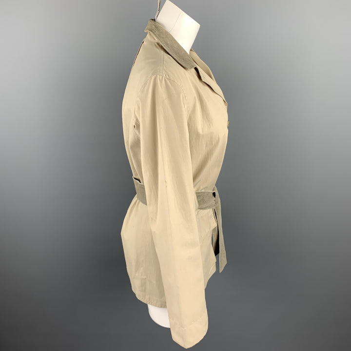 ARMANI COLLEZIONI Size 4 Beige Cotton Blend Belted Coat