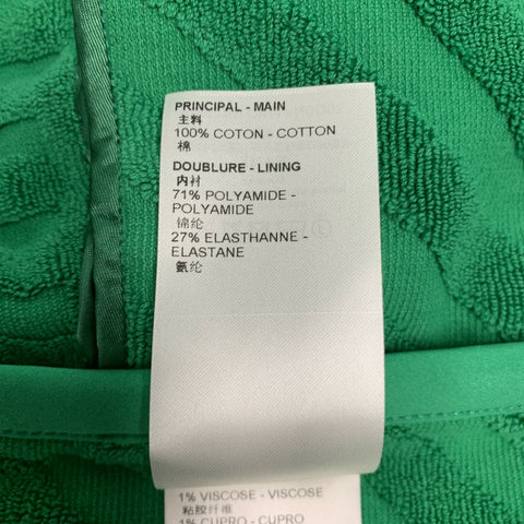 LOUIS VUITTON Size 6 Green Cotton Textured Belted Casual Top