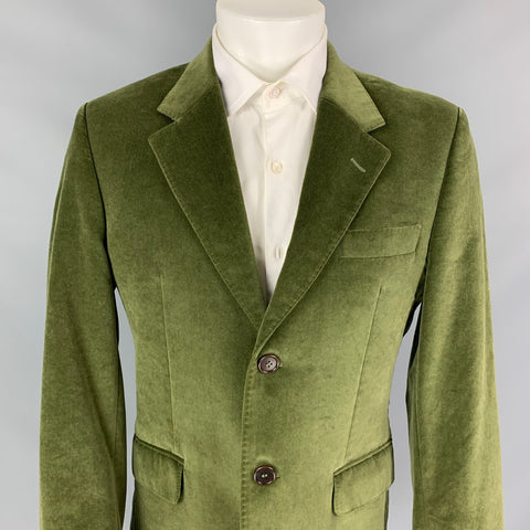 PS by PAUL SMITH Size 40 Green Velvet Cotton Notch Lapel Sport Coat