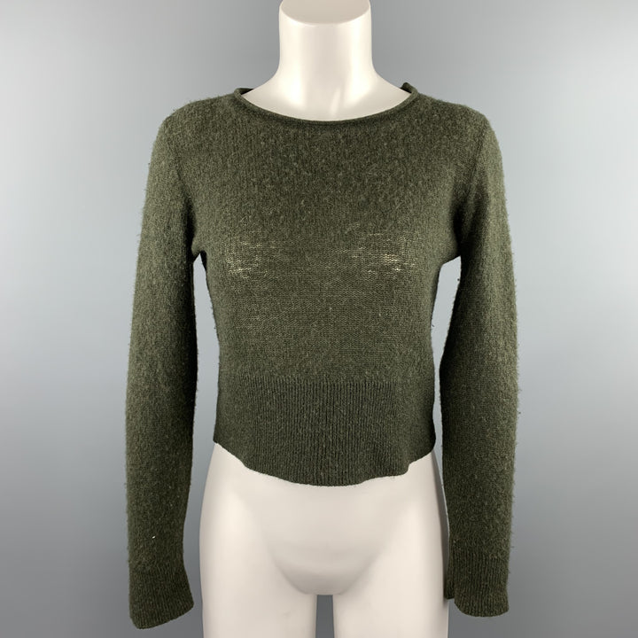 RALPH LAUREN COLLECTION Size 8 Olive Knitted Cashmere Pullover