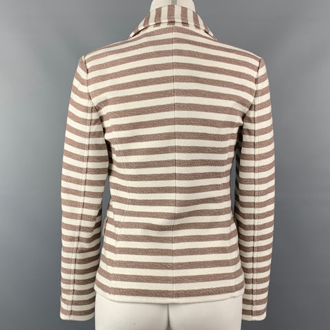LOVE MOSCHINO Size 4 Cream & Taupe Stripe Cotton Jacket
