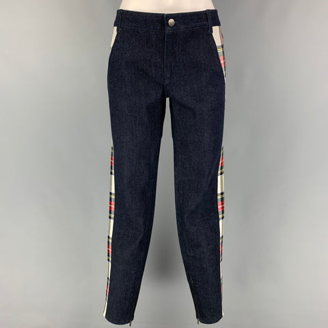 STELLA McCARTNEY Size 27 Blue Multi-Color Cotton Fitted Casual Pants