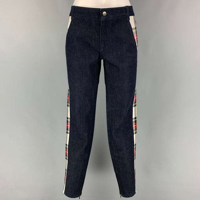 STELLA McCARTNEY Size 27 Blue Multi-Color Cotton Fitted Casual Pants