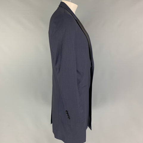 DOLCE & GABBANA Size 42 Navy Black Wool Blend Coat