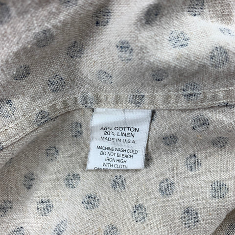 GITMAN VINTAGE Size L Beige & Navy Dot Print Cotton / Linen Long Sleeve Shirt