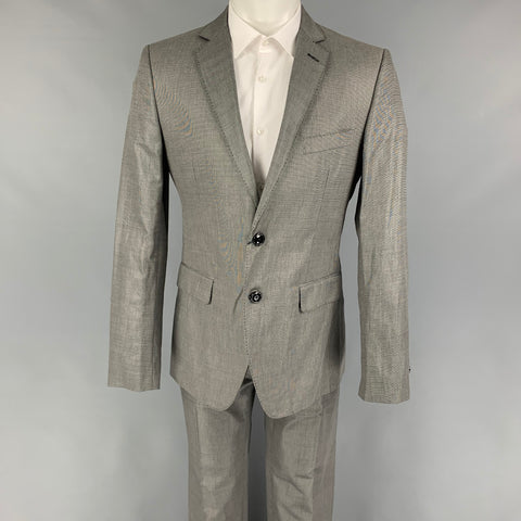 LOVE MOSCHINO Talla 40 Traje con solapa de muesca en mezcla de algodón con cabeza de clavo gris negro