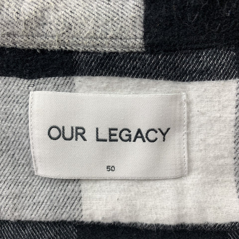 OUR LEGACY Size 40 Black & White Checkered Brushed Cotton Long Sleeve Shirt