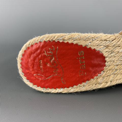 CHRISTIAN LOUBOUTIN Taille 9 Mules compensées en tissu argenté métallisé