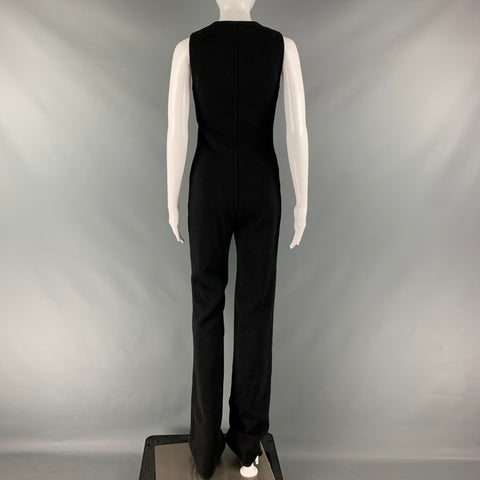 SAINT LAURENT Mono sin mangas de mezcla de lana negro talla 2