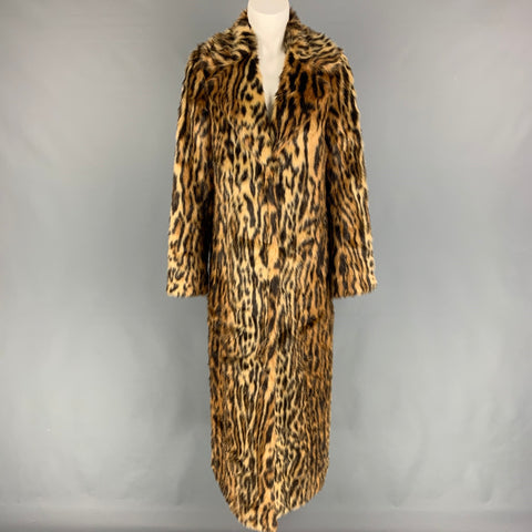 STAND STUDIO Taille XS Tan Noir Fausse Fourrure Animal Print Notch revers Manteau