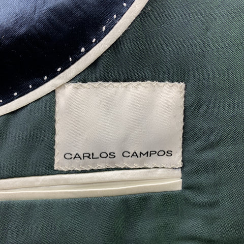 CARLOS CAMPOS Size 38 Forest Green Solid Wool Double Breasted Vest