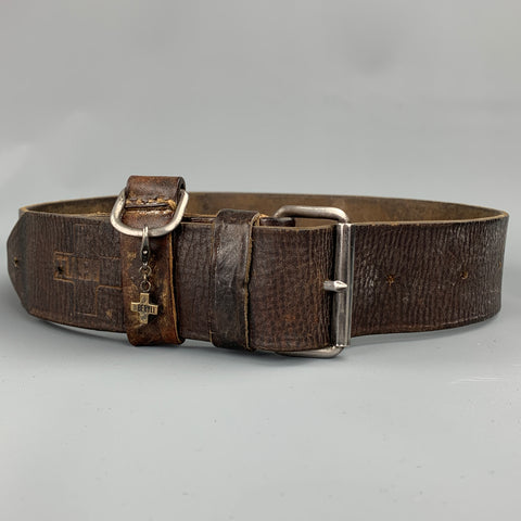 BERYLL Ceinture en cuir vieilli marron taille S
