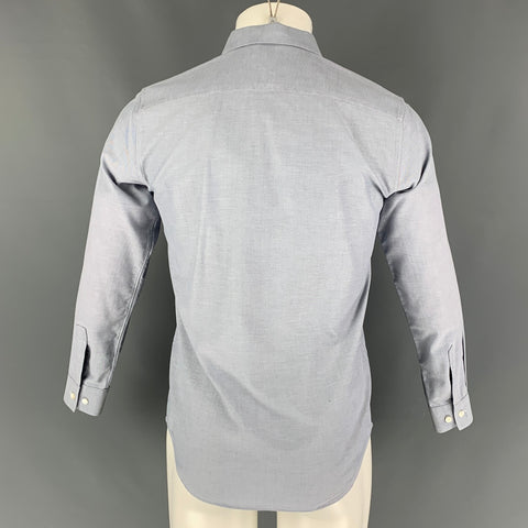 THEORY Size XS Blue White Oxford Cotton Long Sleeve Shirt