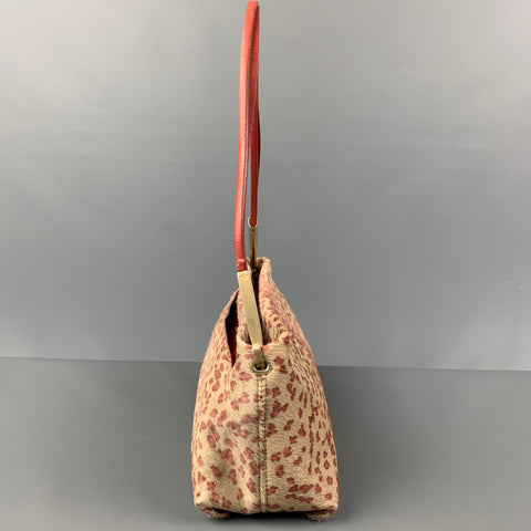 Vintage BOTTEGA ITALIANA Pink Cream Animal Print Calf Hair Handbag