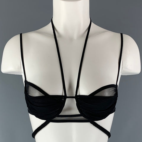 NENSI DOJAKA Size XS Black Silk Lyocell Bralette Casual Top