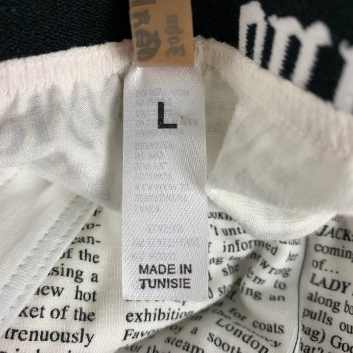 JOHN GALLIANO Size L White Black Newspaper Print Cotton Blend Underwear