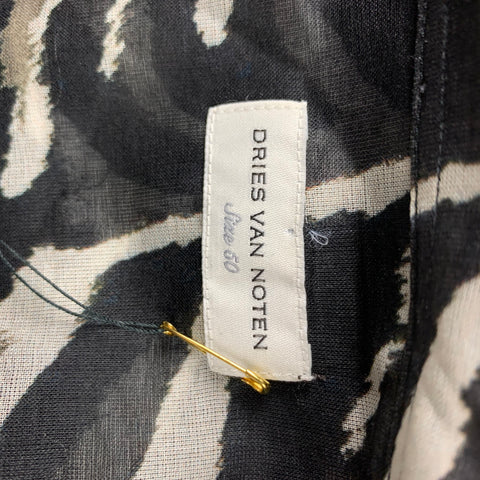 DRIES VAN NOTEN S/S 20 Size M White & Black Zebra Print Cotton Camp Short Sleeve Shirt