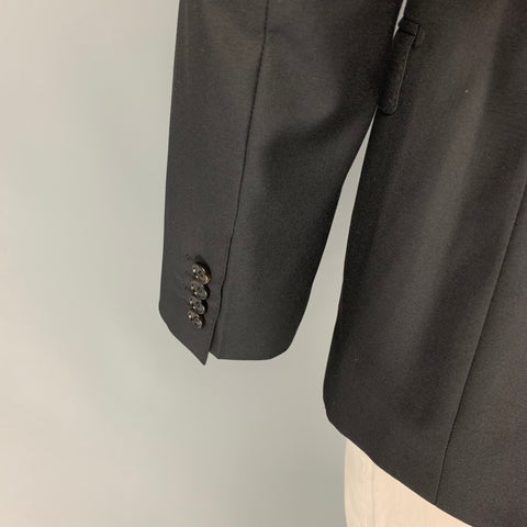 DOLCE &amp; GABBANA Taille 44 Manteau de sport à revers en laine noire mélangée
