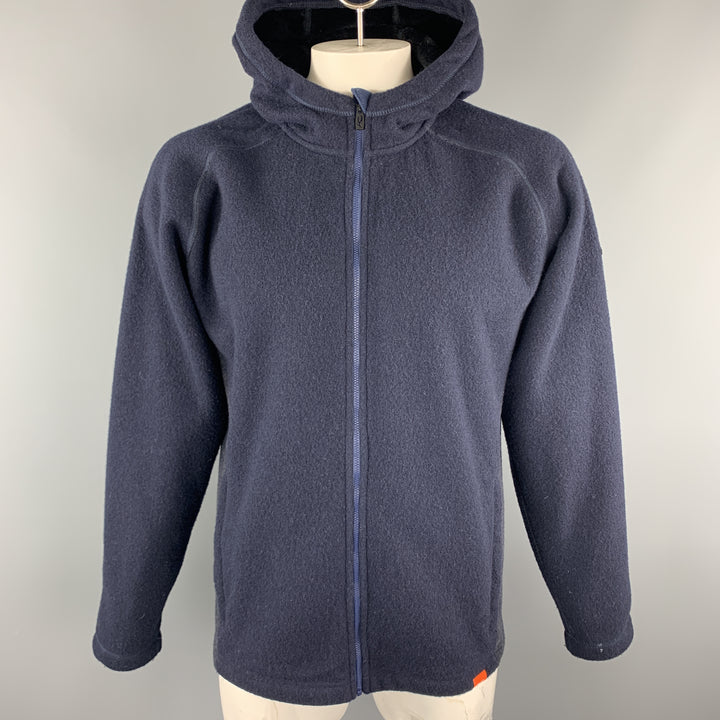 KJUS Size XXL Navy & Charcoal Polyester Blend Hooded Zip Up Jacket