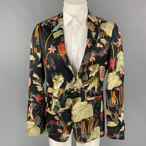 ETRO Taille 38 Manteau de sport à revers en viscose mélangée imprimé multicolore