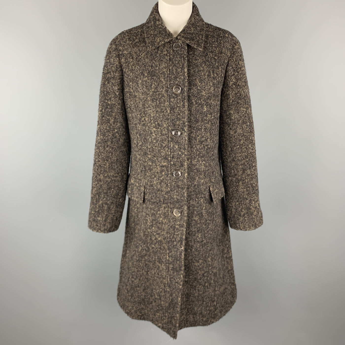 LUCIANO BARBERA Size 10 Brown & Black Marbled Alpaca Blend Coat