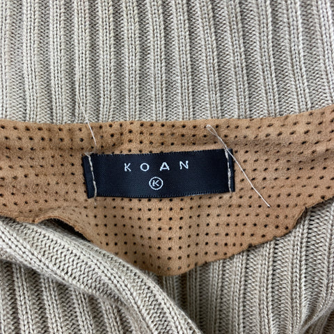 KOAN Talla S Chaqueta de cuello alto con ribete de ante perforado color canela