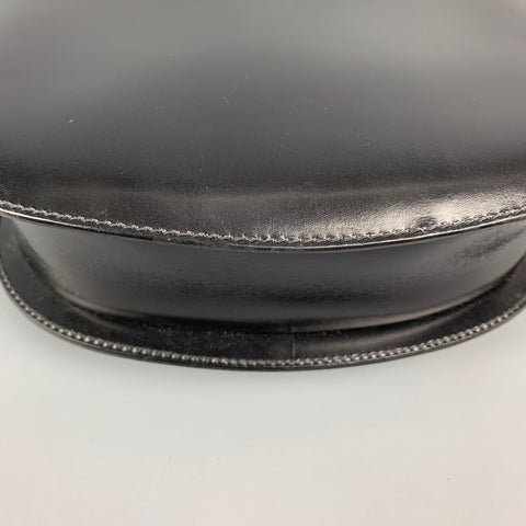 Vintage CELINE Black Leather Crest Saddle Handbag