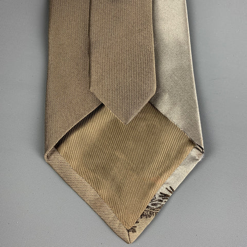 PRADA Taupe Brown Floral Silk Tie
