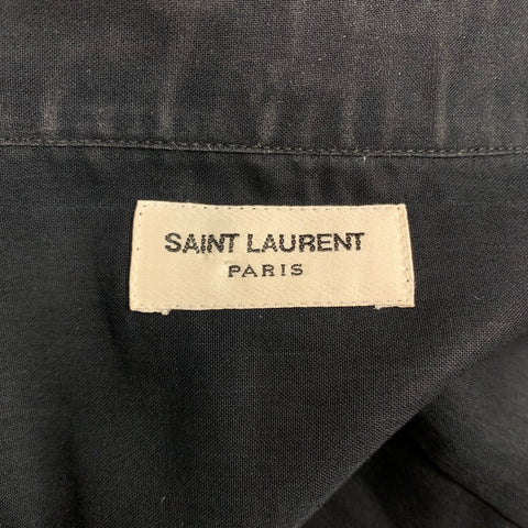 SAINT LAURENT Size S Black See-Through Cotton Button Up Long Sleeve Shirt