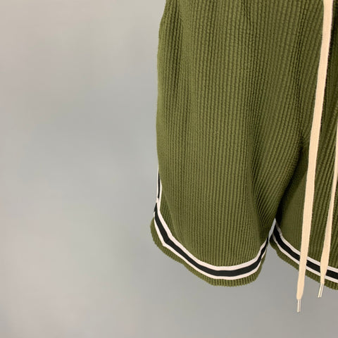JOHN ELLIOTT FW18 Size S Green Black Cotton Polyester Drawstring Shorts