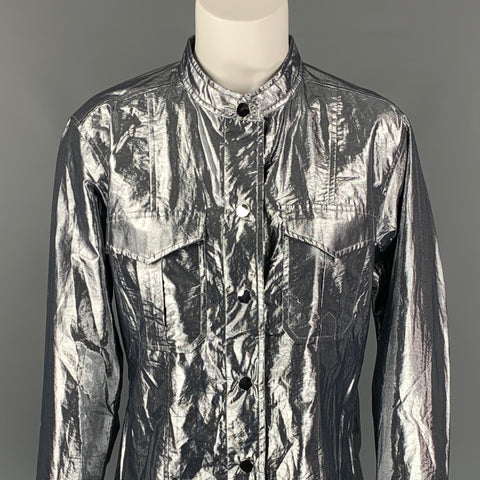 Top de vestir de algodón/poliéster metalizado plateado talla 4 ALC