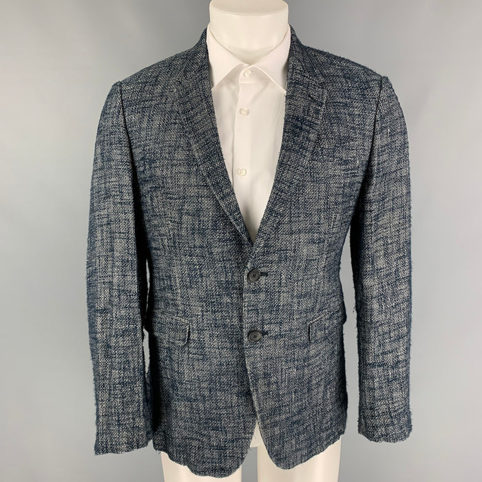 PAUL SMITH Abrigo deportivo de mezcla de viscosa texturizada en azul marino y blanco talla 40 Kensington