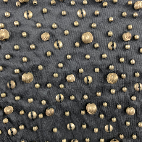 NAEEM KHAN Size 6 Black Gold Tone Metal Beaded Silk A Line Skirt