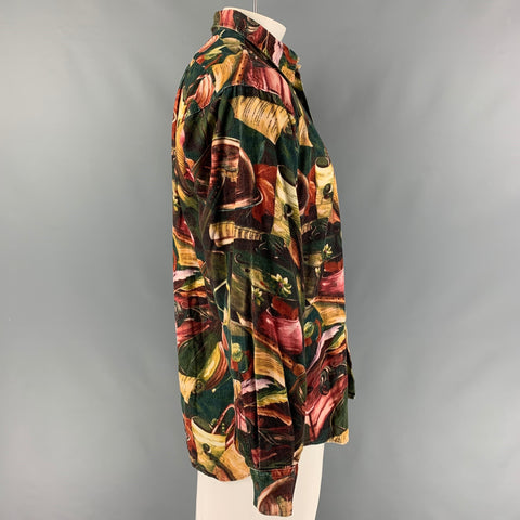 PAUL SMITH Size L Green Multi-Color Corduroy Cotton Long Sleeve Shirt