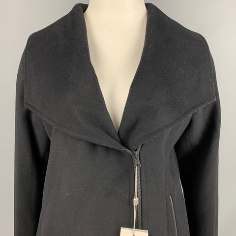 SOIA & KYO Size XL Black Wool Polyester Detachable Hood Coat