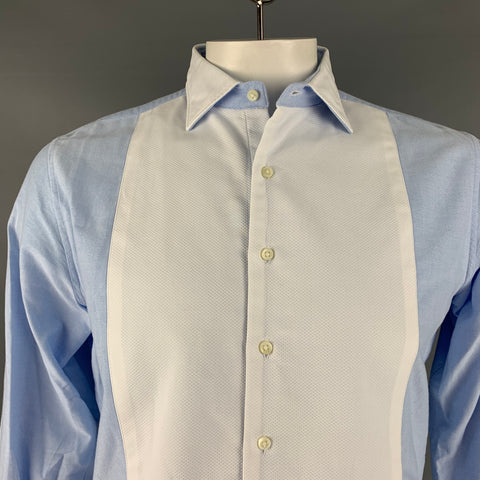 SID MASHBURN Size L Blue White Tuxedo Long Sleeve Shirt