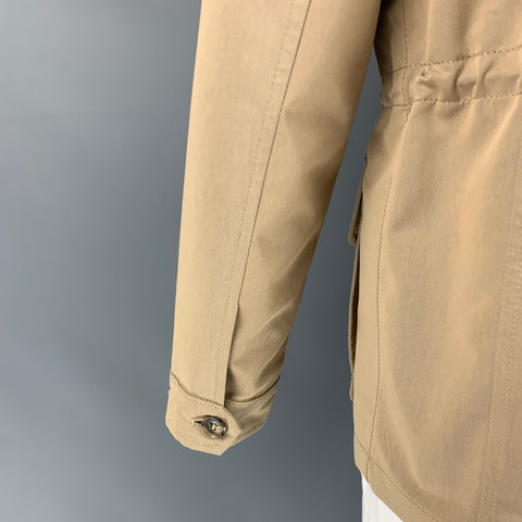 ISAIA Size 40 Khaki Cotton / Polyester Hidden Placket Jacket
