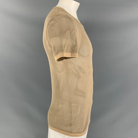 BURBERRY PRORSUM Spring 2011 Size L Khaki Mesh Cotton T-shirt