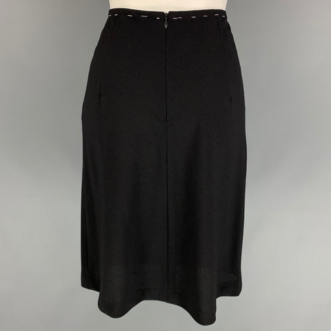 ORSON+BODIL Size 6 Black Wool Contrast Stitch Below Knee Skirt