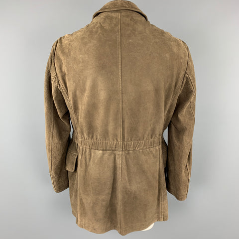 GIORGIO ARMANI Size 42 Taupe Textured Leather Jacket