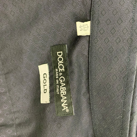 DOLCE & GABBANA Size XL Navy Rhombus Cotton Beaded Royal Bees Long Sleeve Shirt