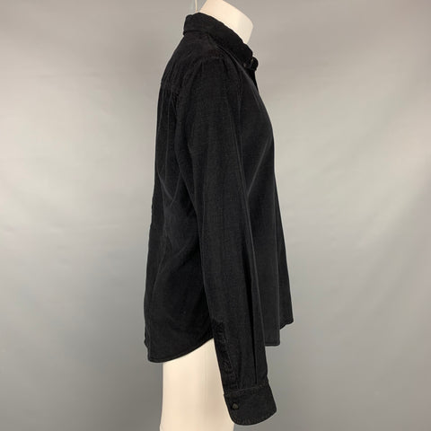 BAND OF OUTSIDERS Size L Black Thin Wale Corduroy Cotton Button Down Long Sleeve Shirt