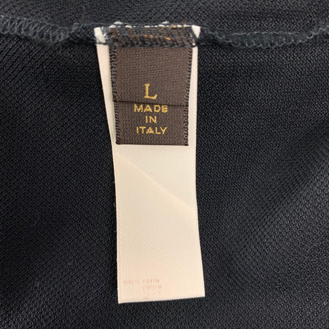 LOUIS VUITTON Size L Black Cotton Buttoned Polo