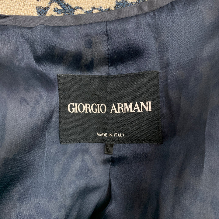 GIORGIO ARMANI Size 10 Light Gray & Navy Viscose Blend Jacket Blazer
