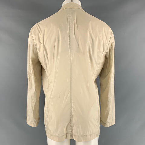 ISSEY MIYAKE Size 40 Beige Solid Nylon Notch Lapel Jacket