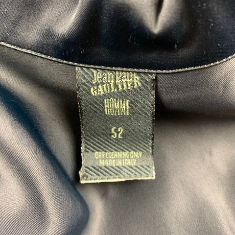 Vintage JEAN PAUL GAULTIER Size L Navy Acetate Patch Pockets Sleeveless Shirt